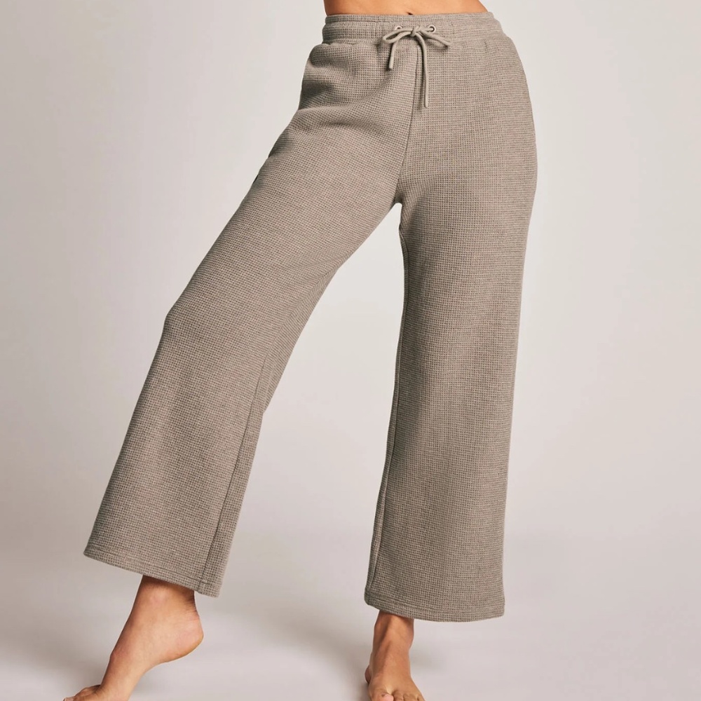 Negative Underwear Large Waffle Knit Cropped Track Pant In Mink